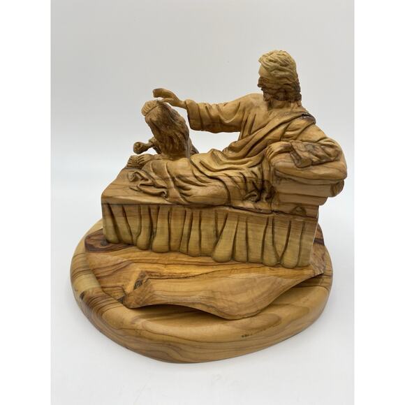 Munir Twemeh Hand Carved Olive Wood Jesus And Mary Magdalene Statue Christmas - Picture 1 of 7